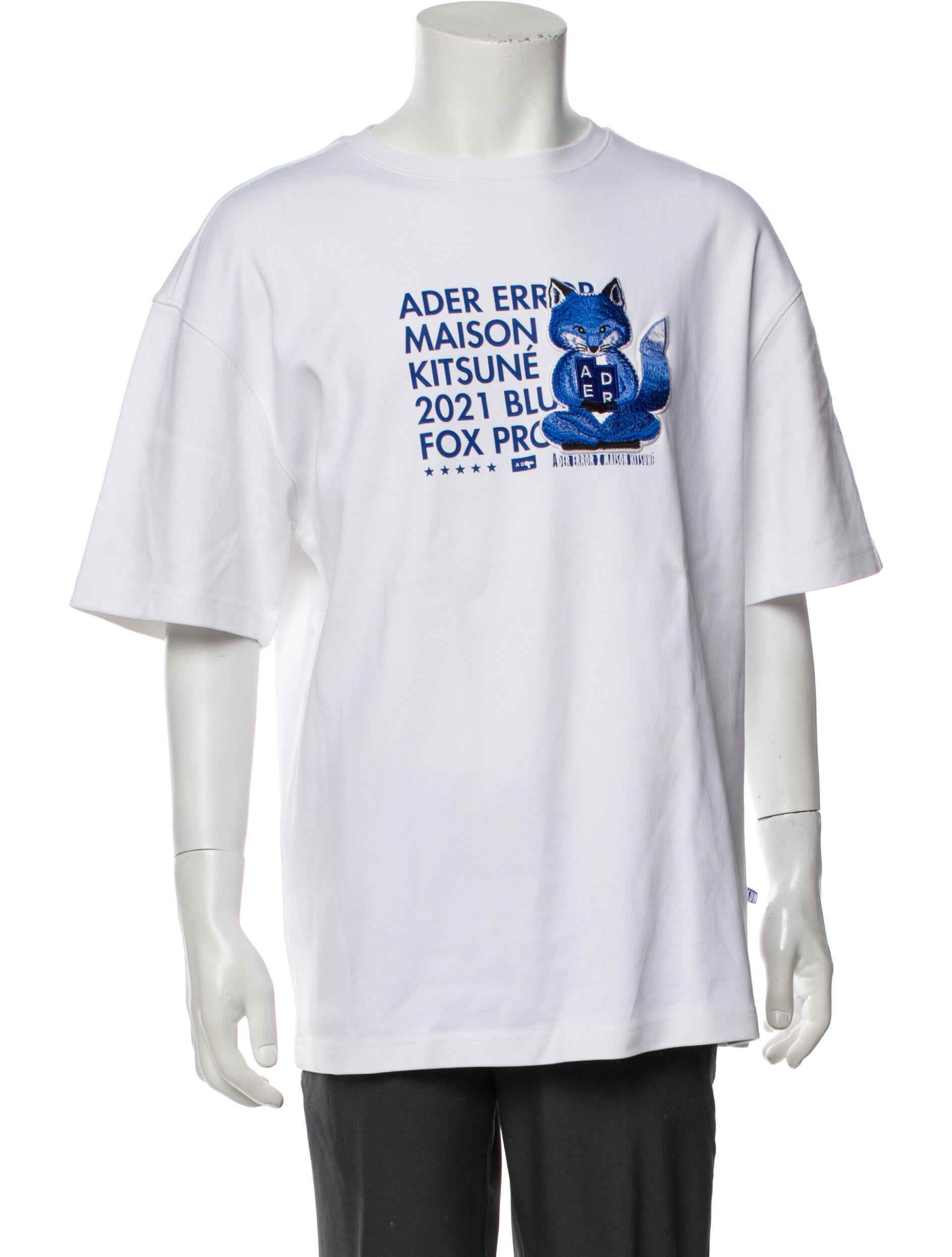 Ader Error x Maison Kitsune Graphic Print Crew Neck T-Shirt