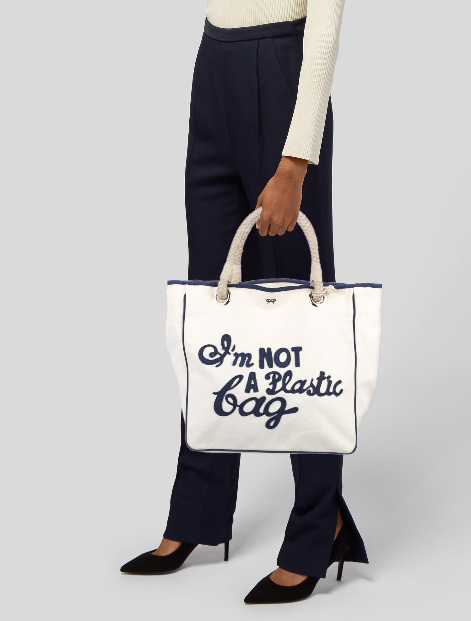 Anya Hindmarch I'm Not A Plastic Bag Canvas Tote - Blue Totes