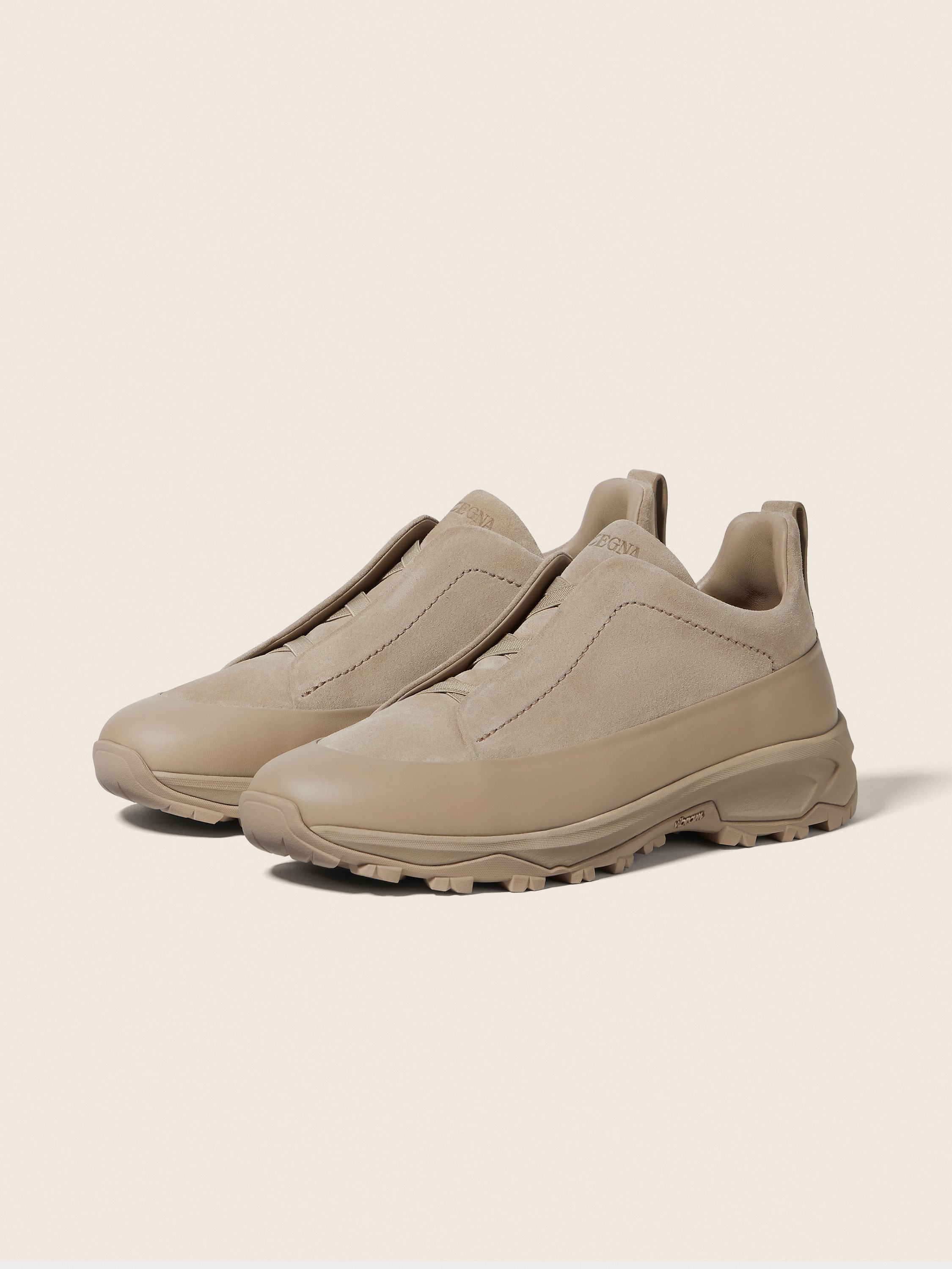 Light Taupe Leather and Suede Triple Stitch™ Monte Sneakers FW25
