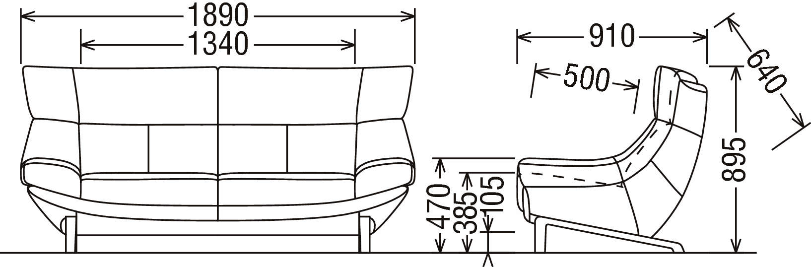 2人掛椅子（大1890） ZU4622ZE | ソファー | 家具を探す