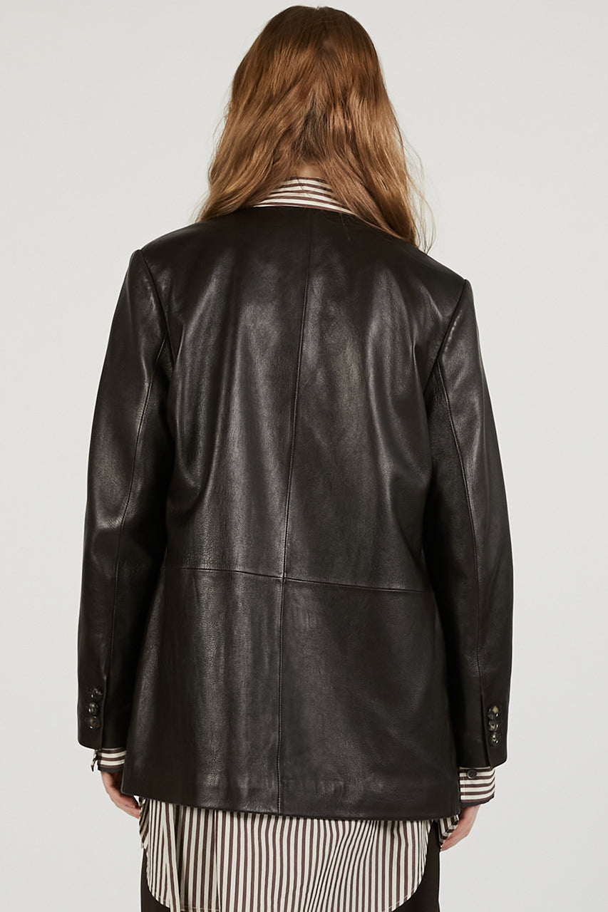 Lamb Leather No-Collar Jacket