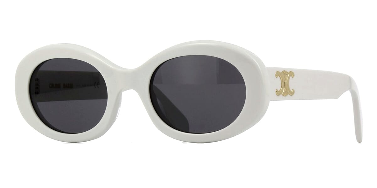 CELINE White Round CL40194U 25A Sunglasses With Gold Triomphe - US