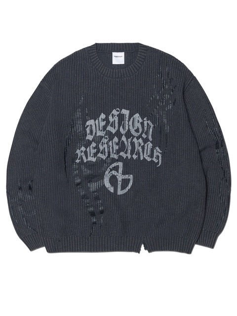 NOMANUAL】OVERDYED TRIBAL KNIT SWEATER / 【ノーマニュアル