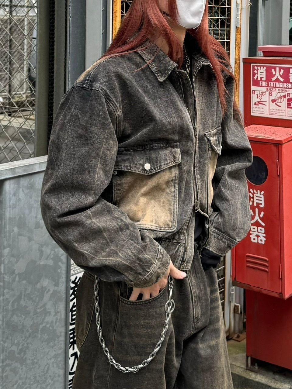 大阪店WEB限定受注制【Chikashitsu +】vintage wash cropped denim