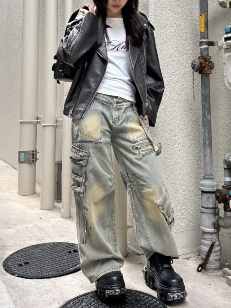 受注制【Never mind the XU】layered denim pants / 【エックスユー