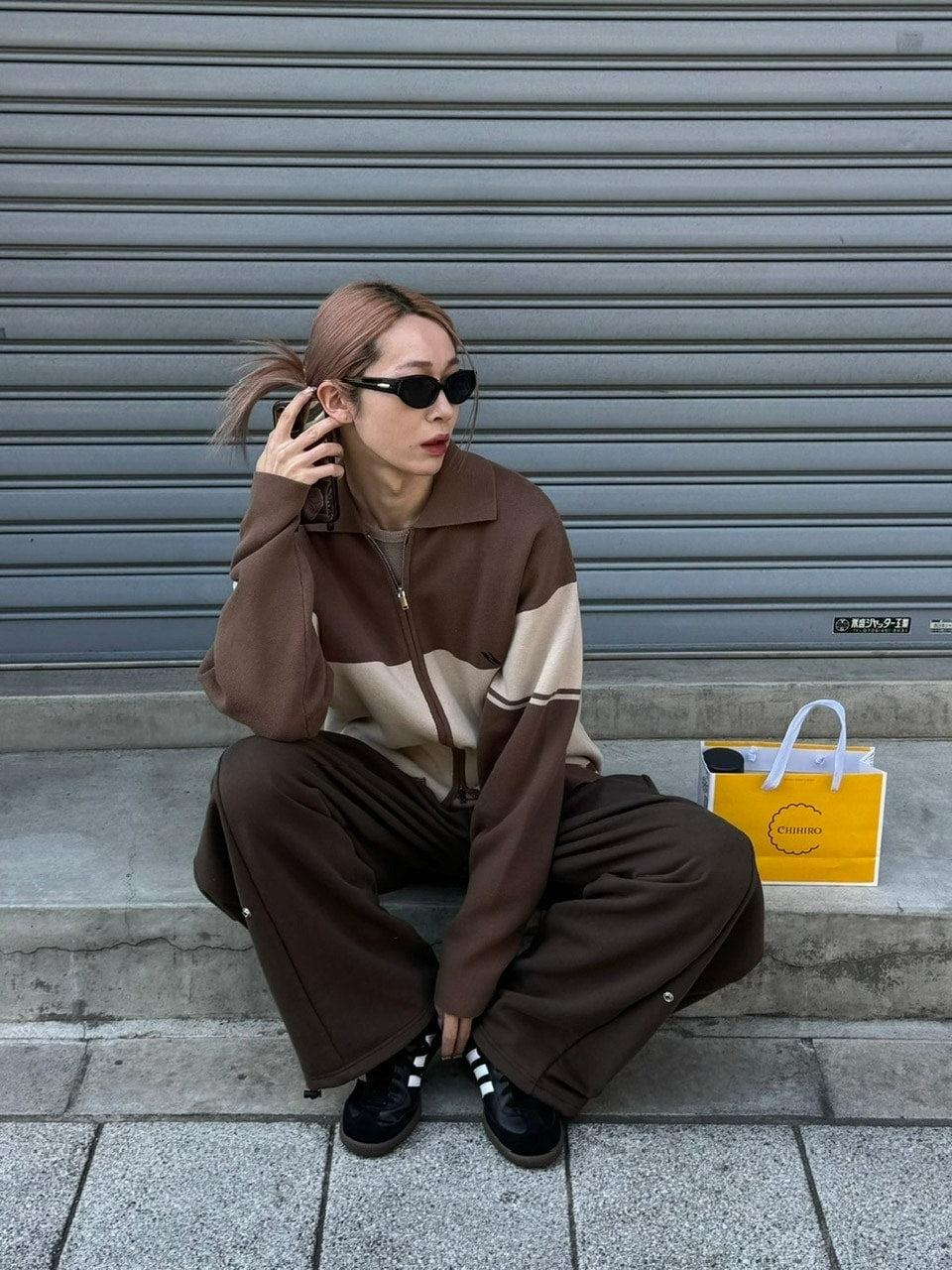 受注制【Chikashitsu +】snap button buggy sweat pants (3color