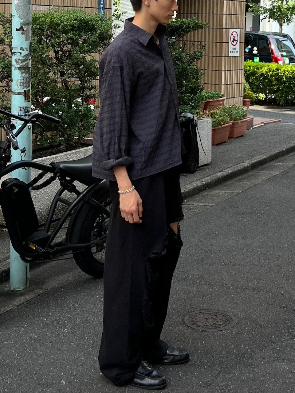 受注制【Chikashitsu +】full length crash sweat pants