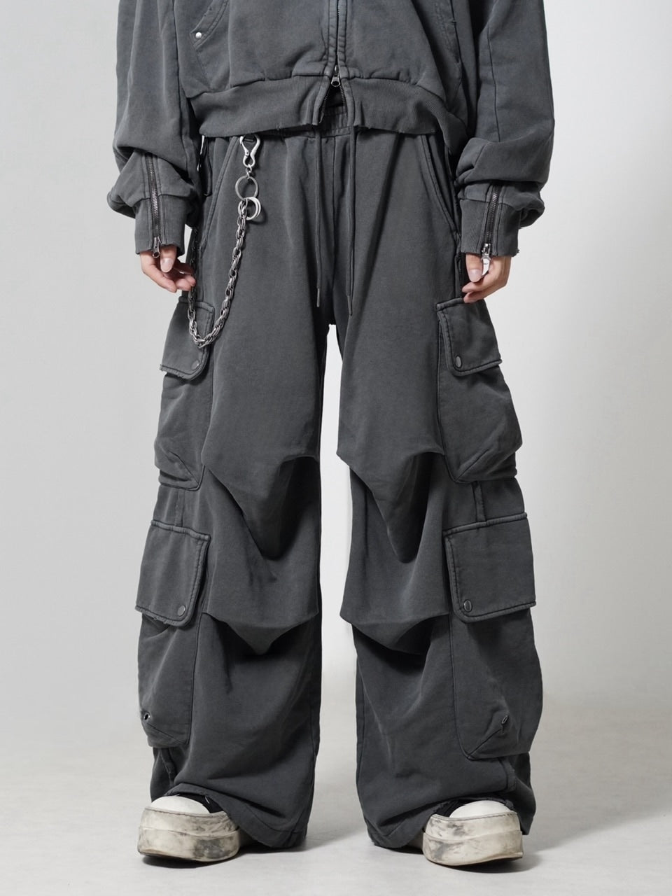 CHIKASHITSU PLUS HIGH】4 pocket dirty wash sweat cargo pants