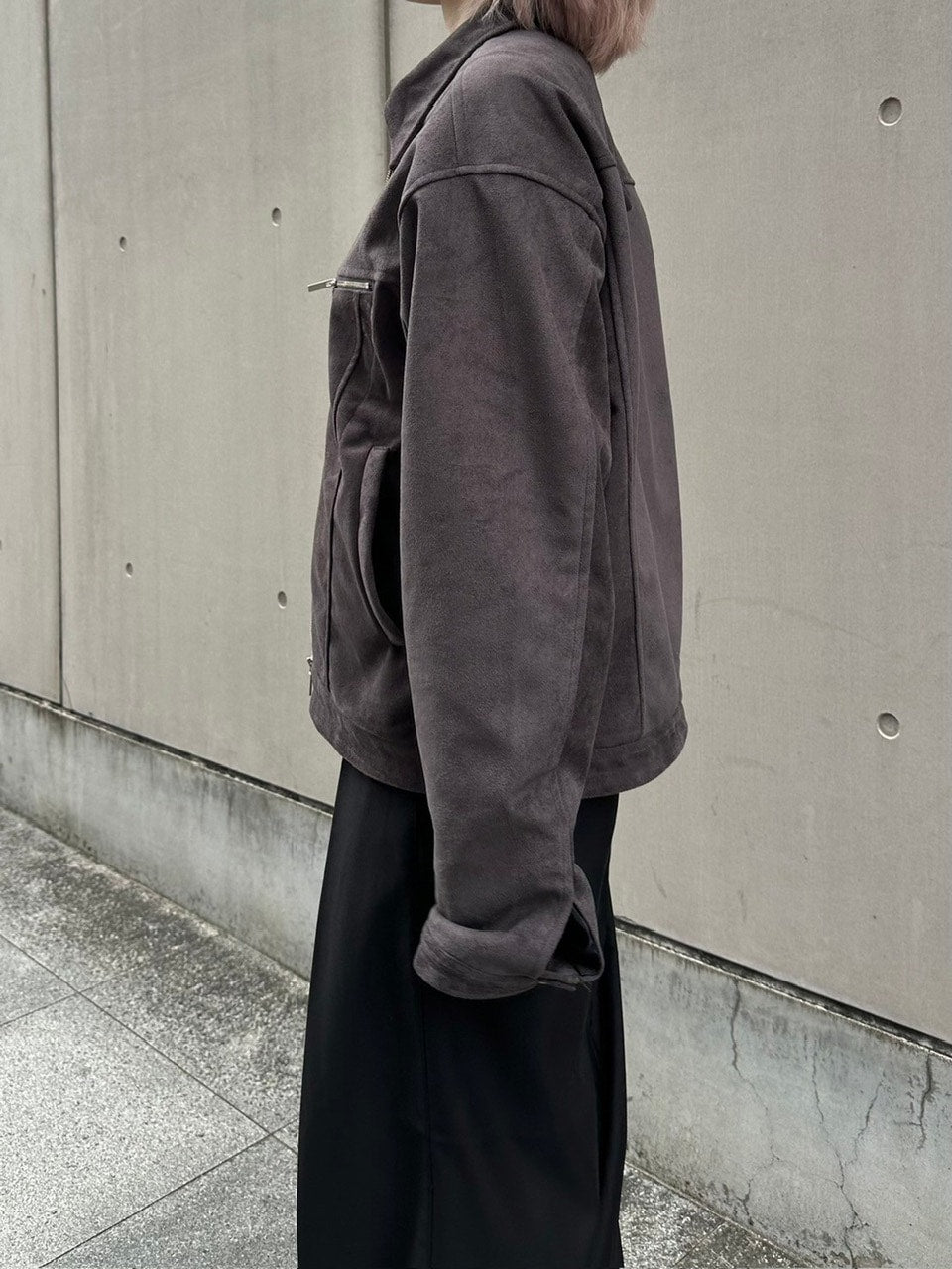 受注制【Chikashitsu +】fake suede zipper blouson (3color