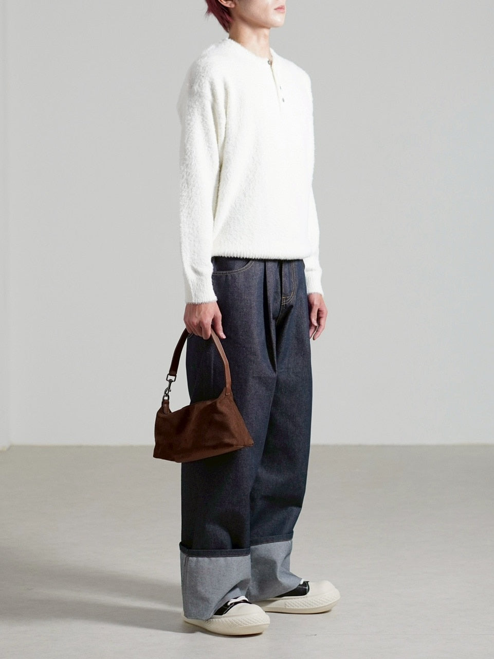 受注制【Chikashitsu +】henry neck hairy knit / 【チカシツプラス