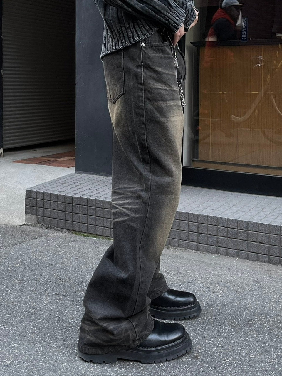 受注制【Chikashitsu +】phantom flare denim pants (2color