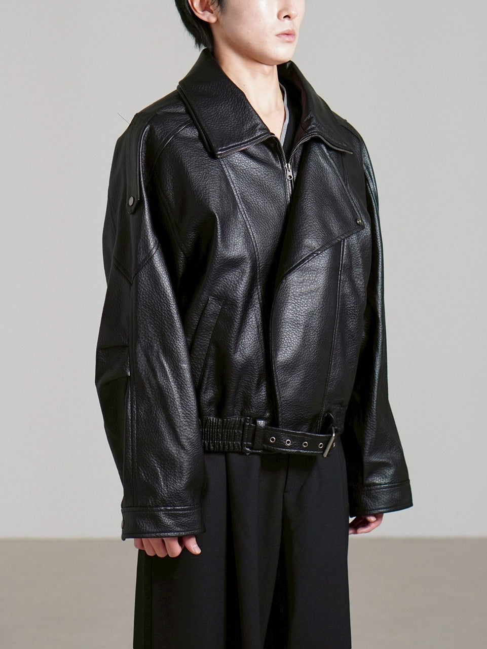 受注制【Chikashitsu +】high neck non-leather bomber jacket