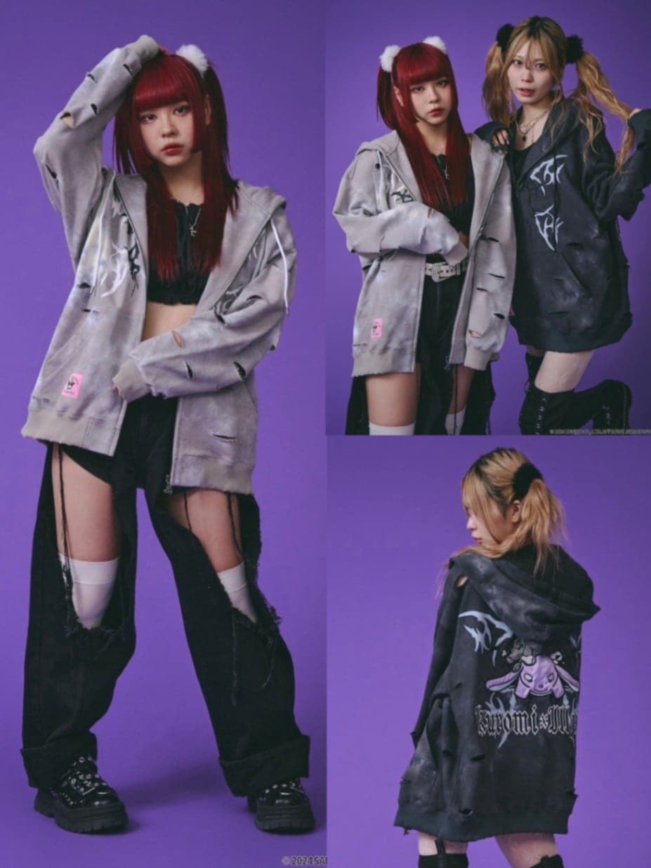 GALFY×KUROMI】イルガルフィームラ染めZIPパーカー / 【ガルフィー