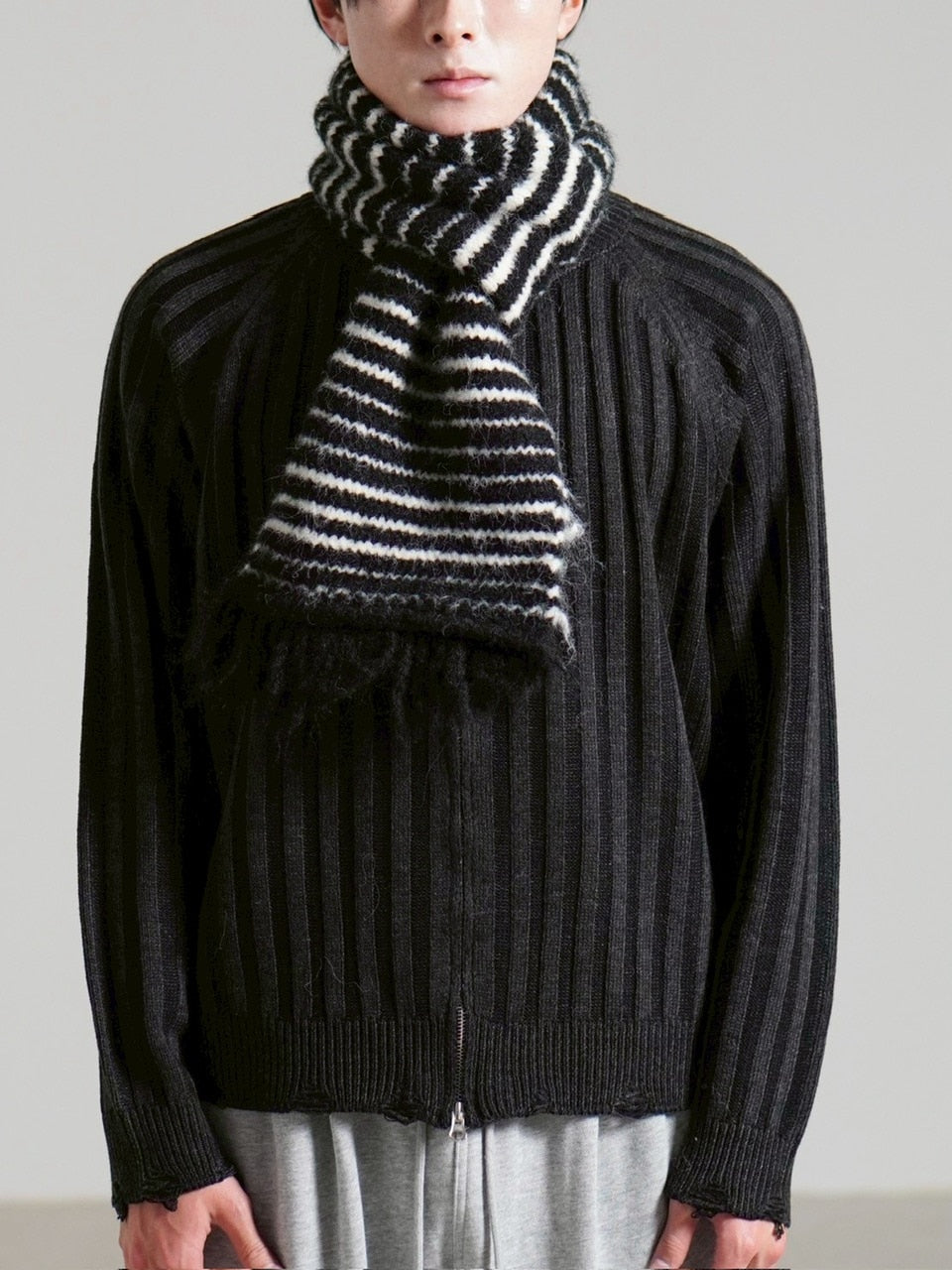 受注制【Chikashitsu +】jelly wool border muffler