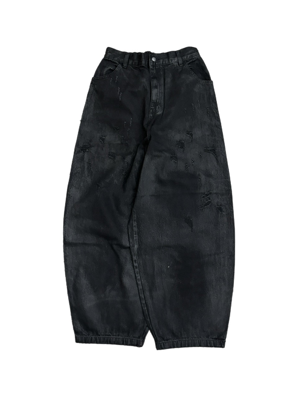受注制【Chikashitsu +】coating damage wide denim pants