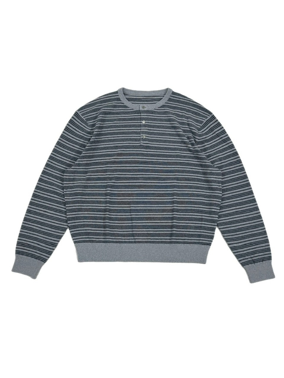 受注制【Chikashitsu +】cropped henry neck border knit