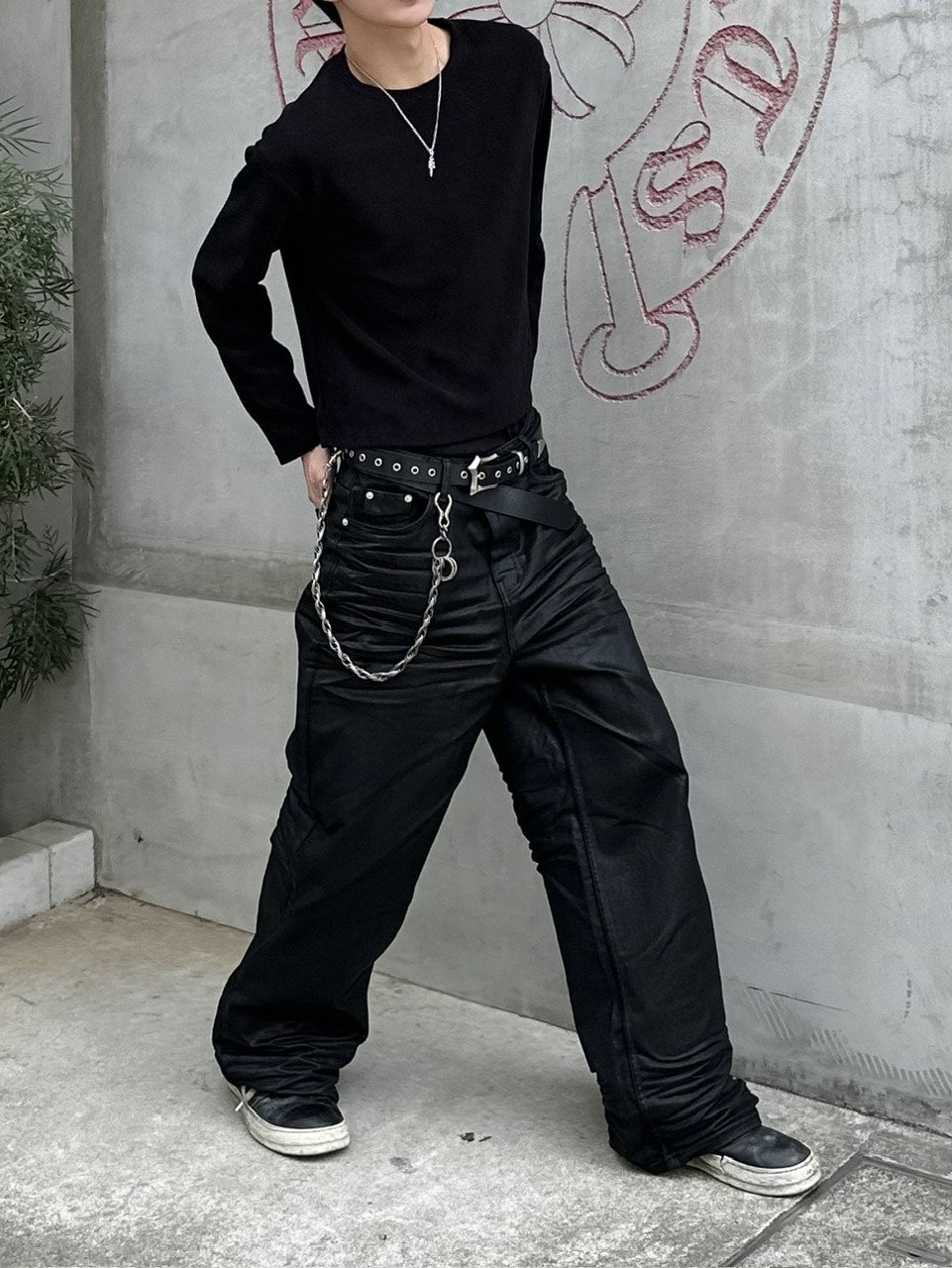 大阪店WEB限定受注制【Chikashitsu＋】cropped waffle long sleeve