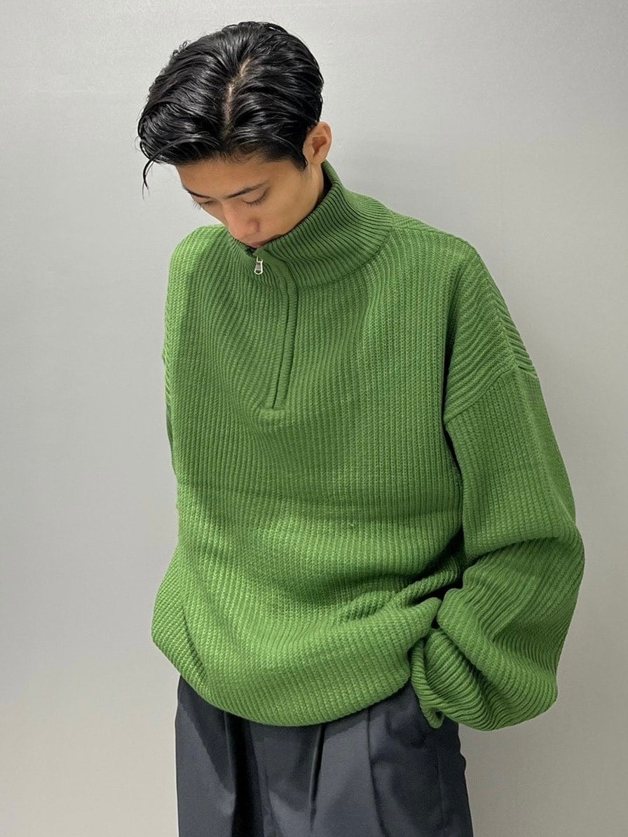 Chikashitsu +】half zip high neck knit (3color) / 【チカシツプラス