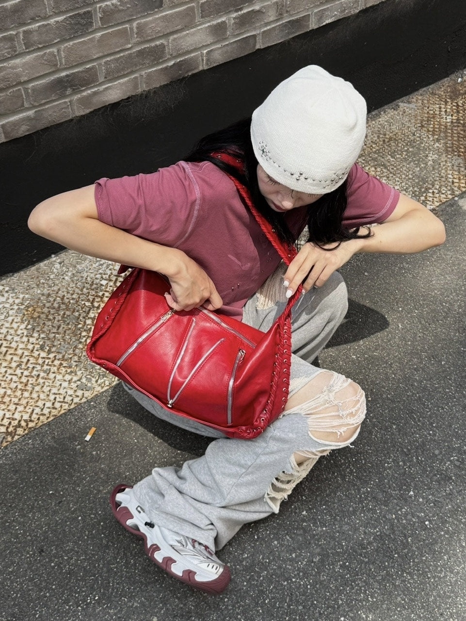 受注制【Chikashitsu +】big zip Non-leather material bag