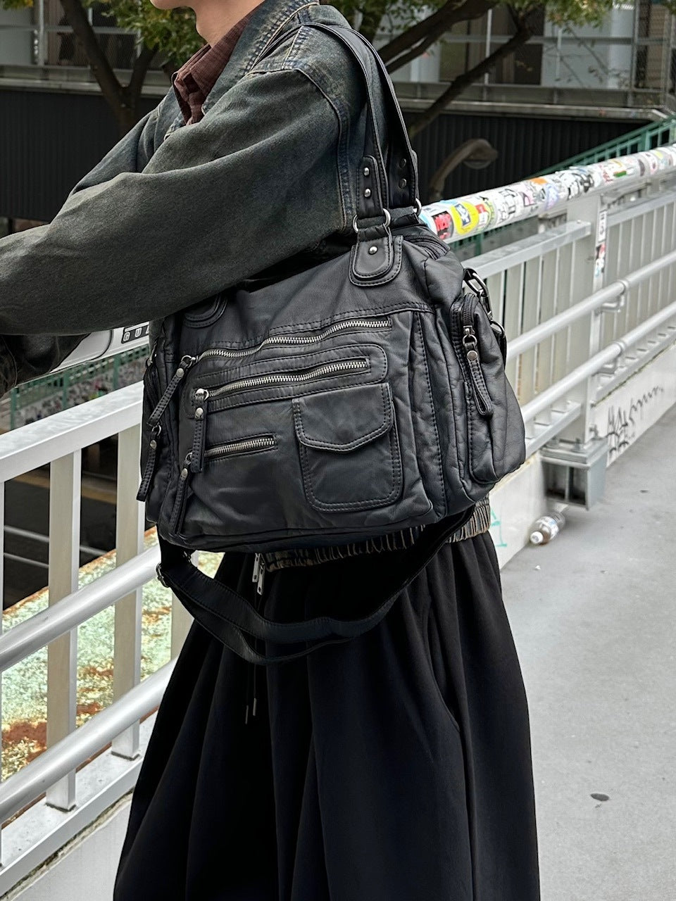 大阪店WEB限定受注制【Chikashitsu +】leather studs shoulder bag