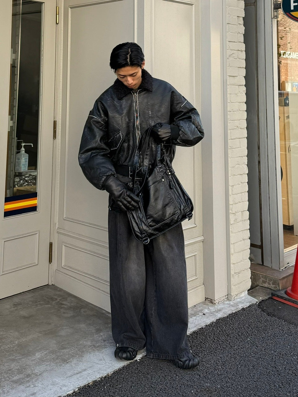 Chikashitsu +】cropped shearing leather bomber jacket – PRESSING