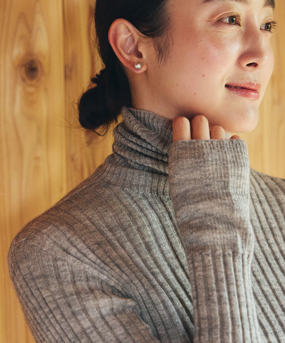 アルパカ混リブタートルセーター / オーガニックコットン – PRISTINE