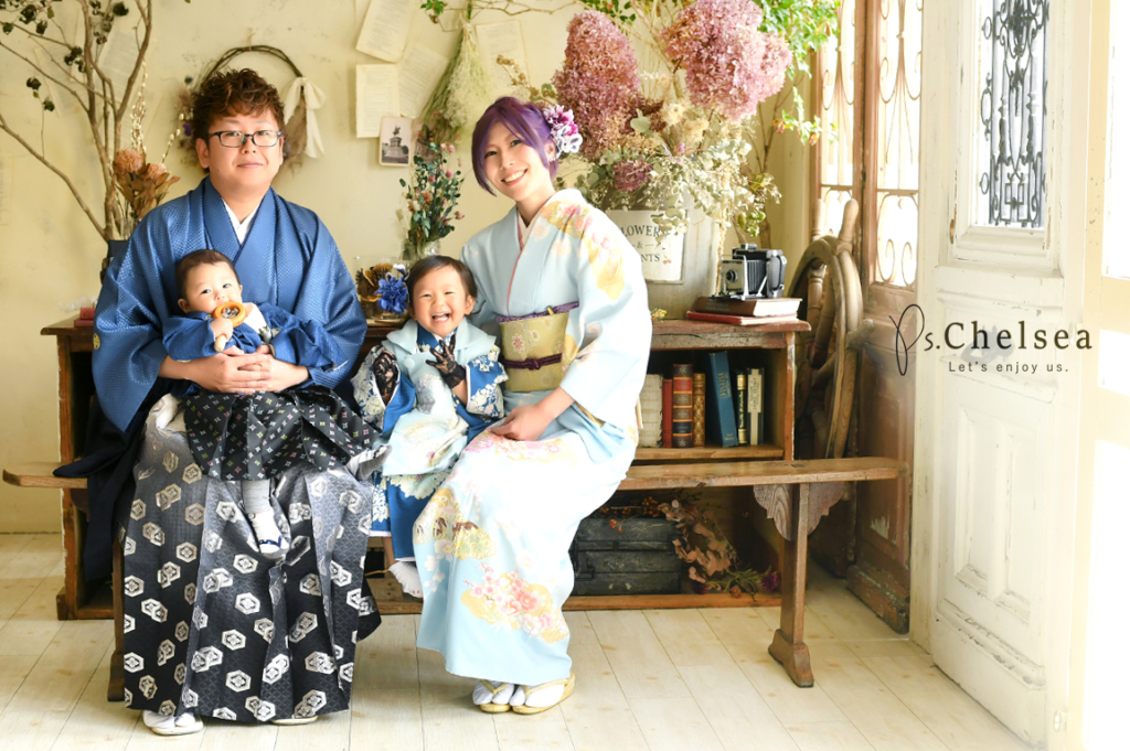 七五三3歳女の子の袴も可愛い☆家族和装をして特別なアンティーク