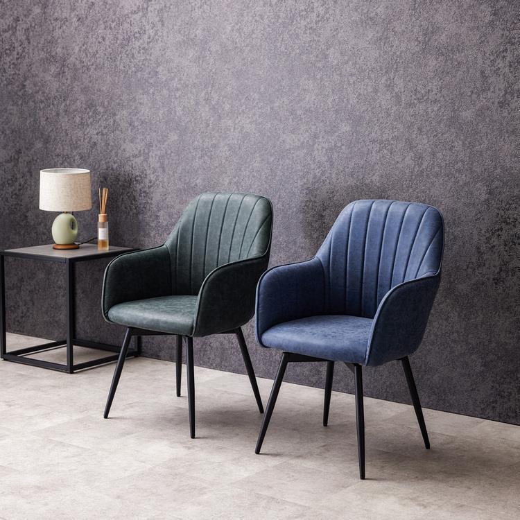 WEB限定】 Turna ダイニングチェア 黒脚 ブルー(ブルー): ソファ