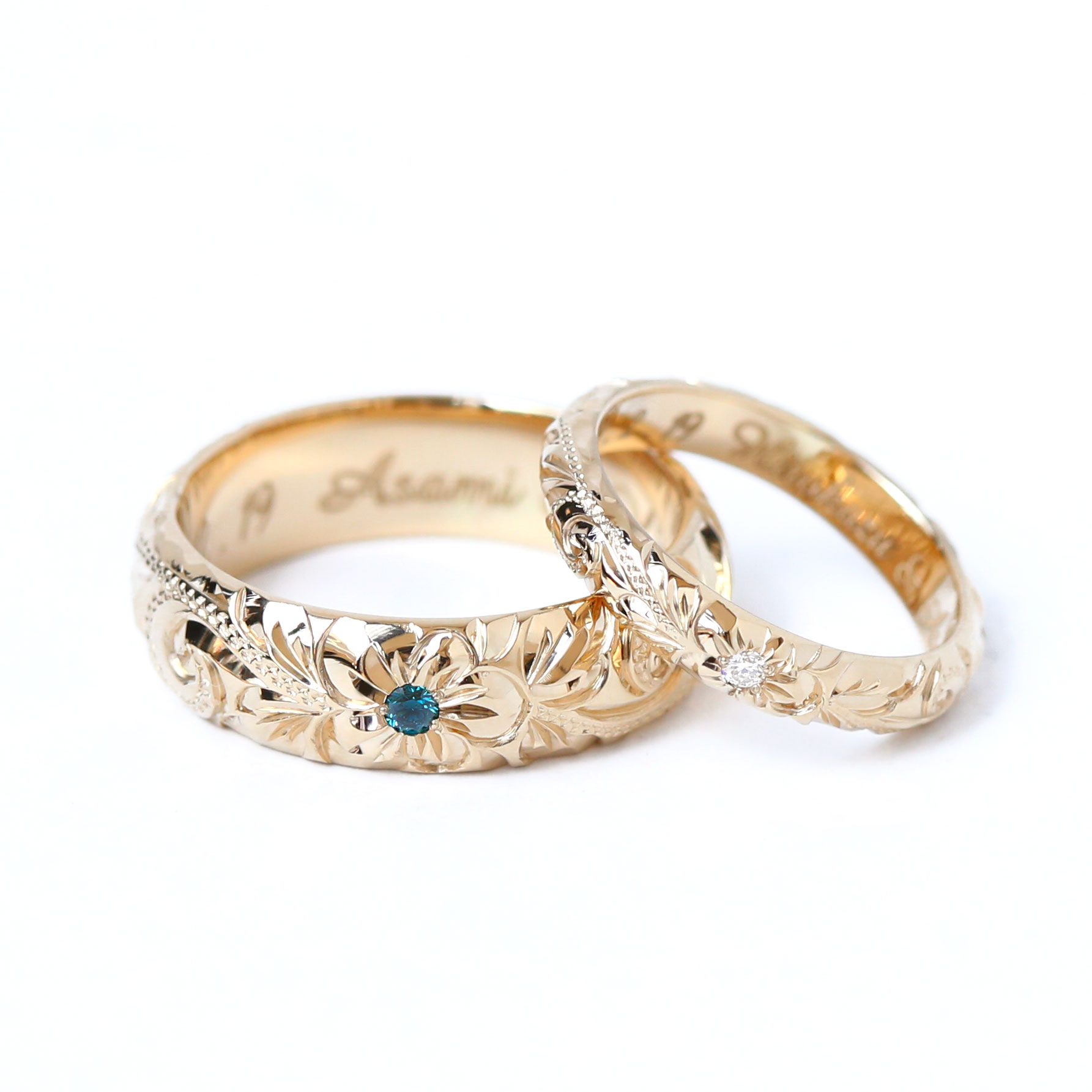 K18CG シャンパンゴールド×ブルーダイヤモンド×ホワイトダイヤモンド