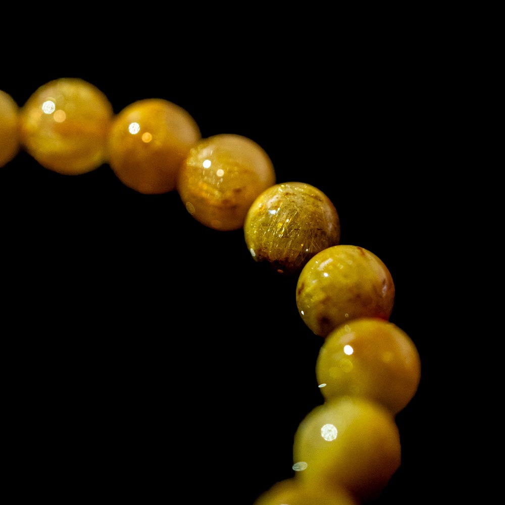 8.0mmゴールドルチル】ルチルクォーツ 8.0mm玉 タイチン ブレスレット