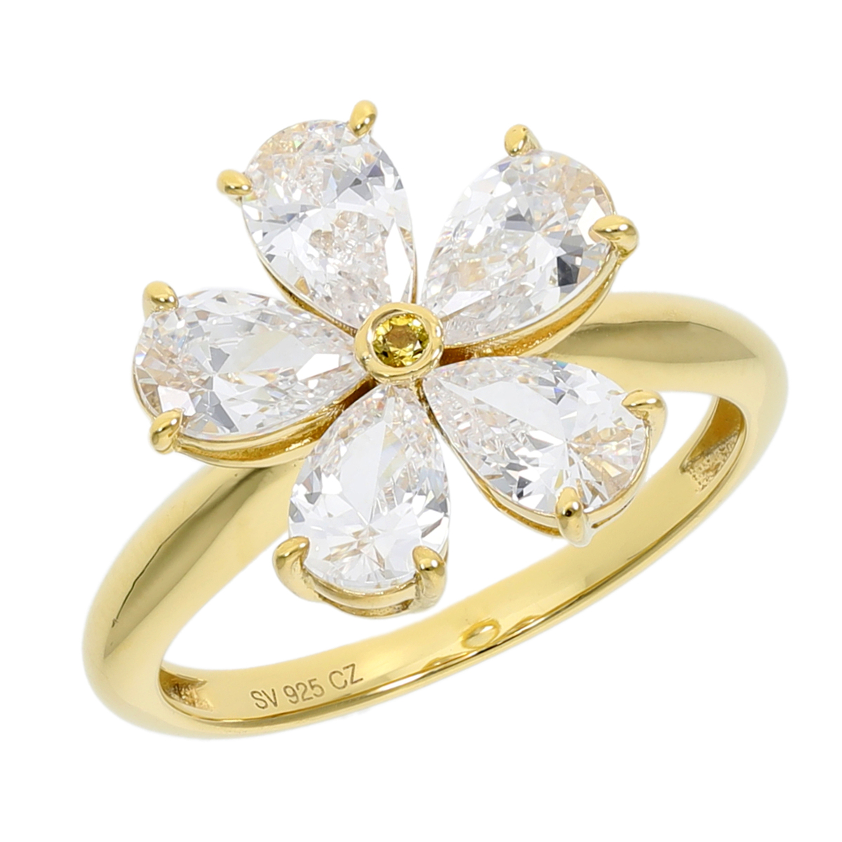 レースフラワーモチーフリング ビックフラワーリング イエローゴールド