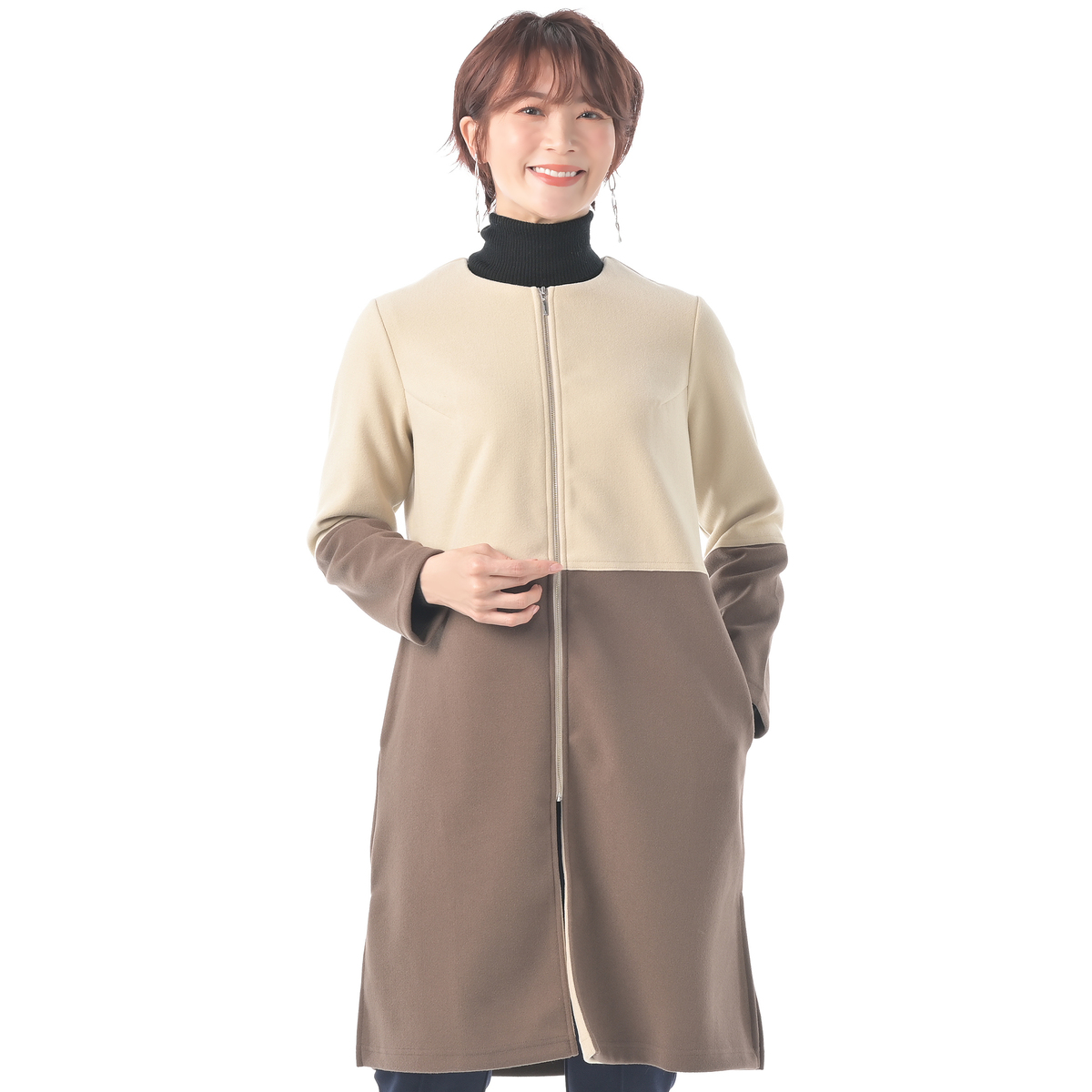 BOUTIQUE JUNKO バイカラーコート ブティックジュンコバイジュンコ