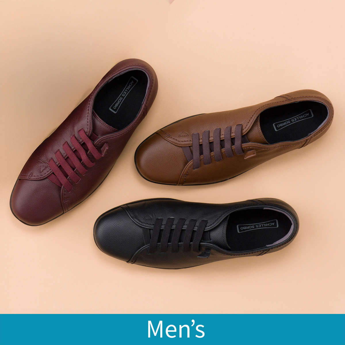 アキレス・ソルボ 3E 牛革ゴム紐スリッポン メンズシューズ アキレス