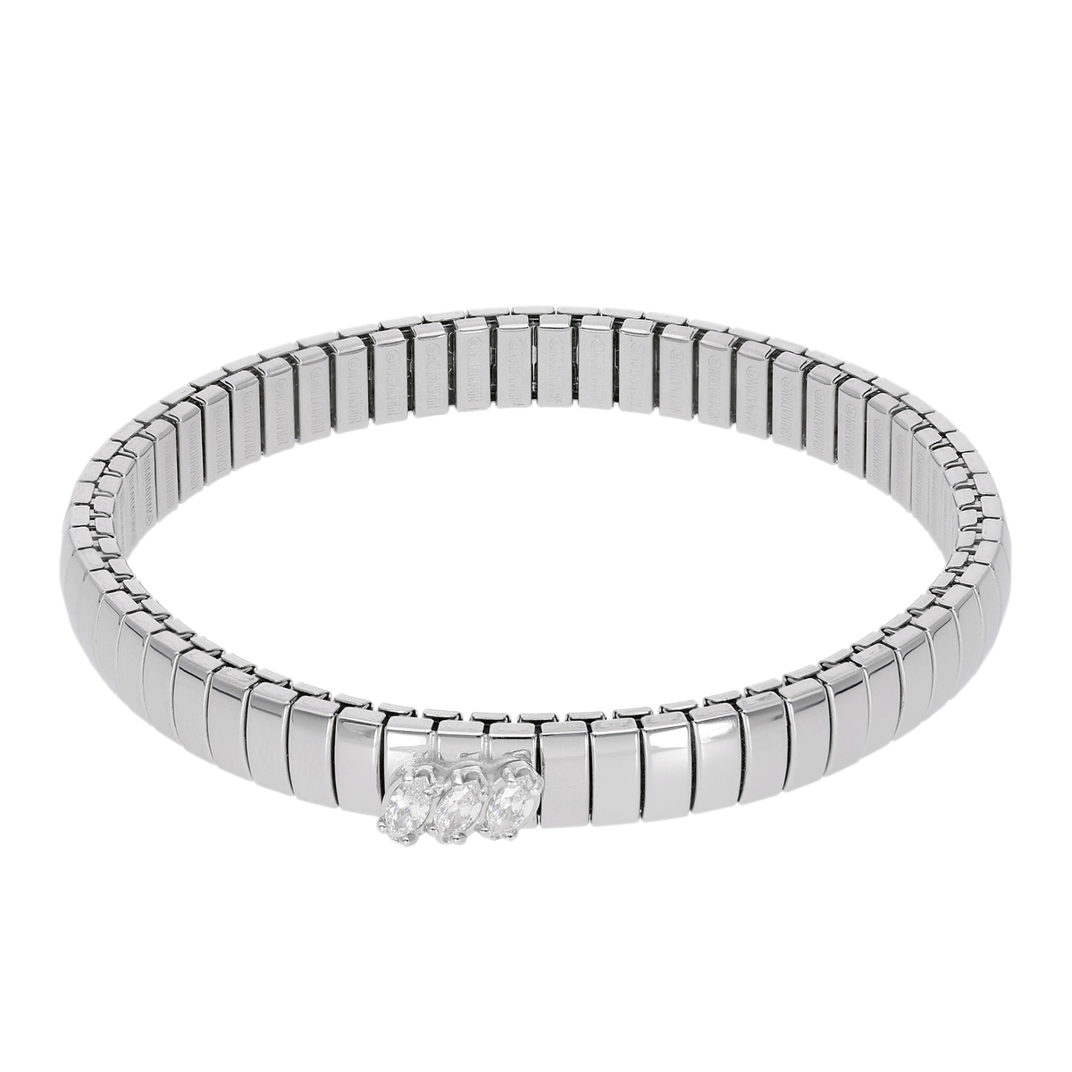 ステンレス/シルバー925 マーキスカットCZ ストレッチバングル