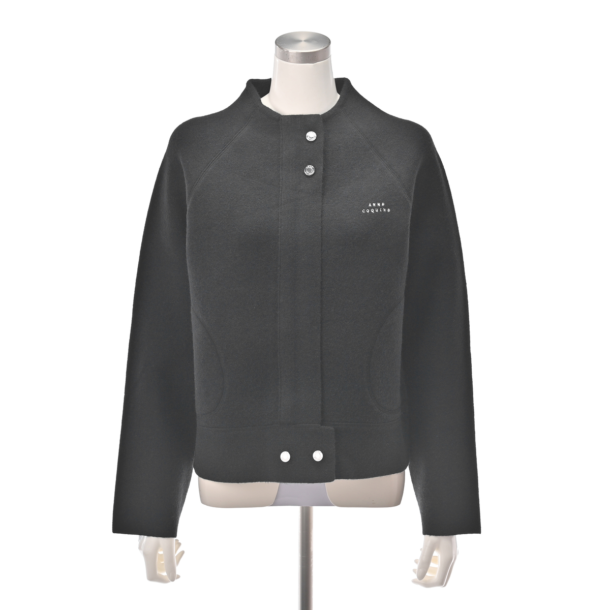 Anne Coquine コアスパンヤーンニットボトルネックブルゾン