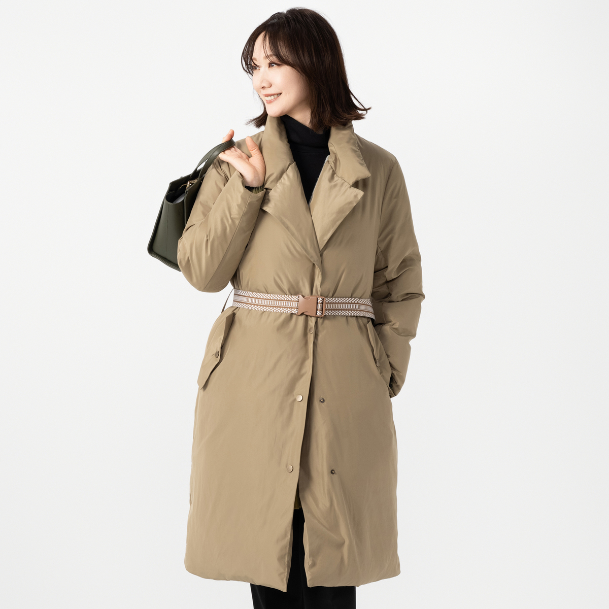 calma テーラーカラー パファーロングコート エスパスデカルマ（espace