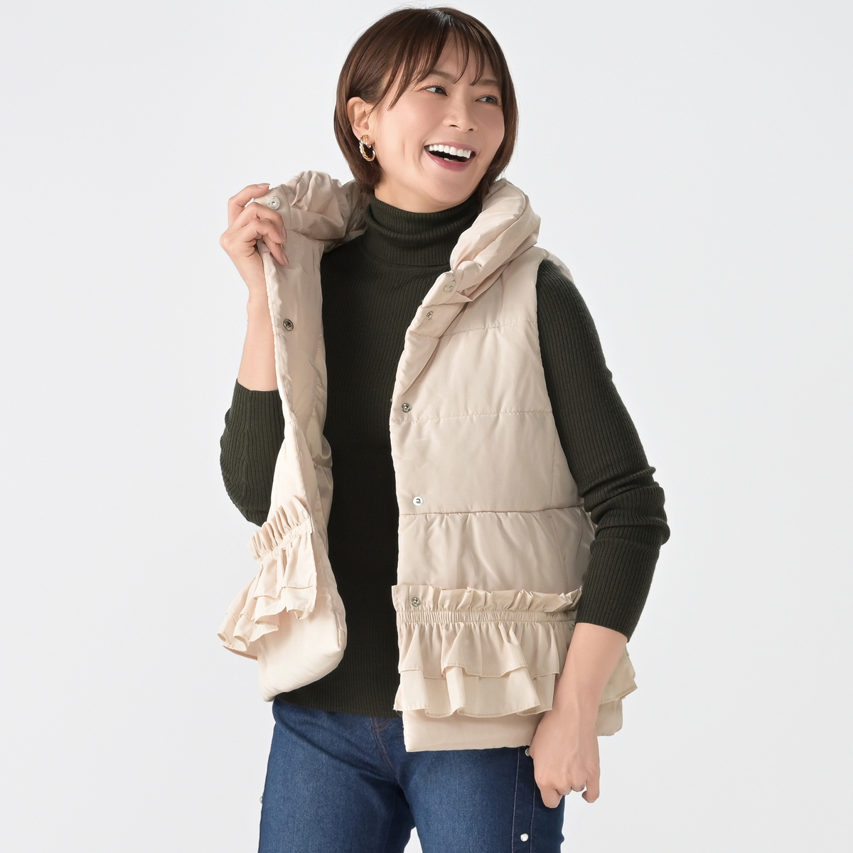 &LOVE クチュールふりる中わたベスト アンドラブ（&LOVE） - QVC.jp