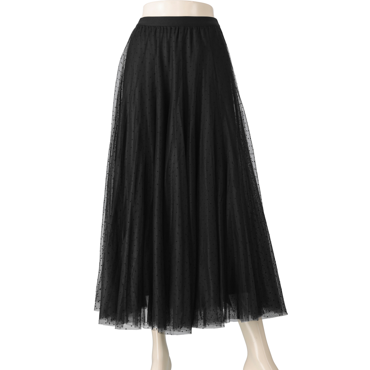 Anne Coquine フロッキーチュールボリュームロングスカート