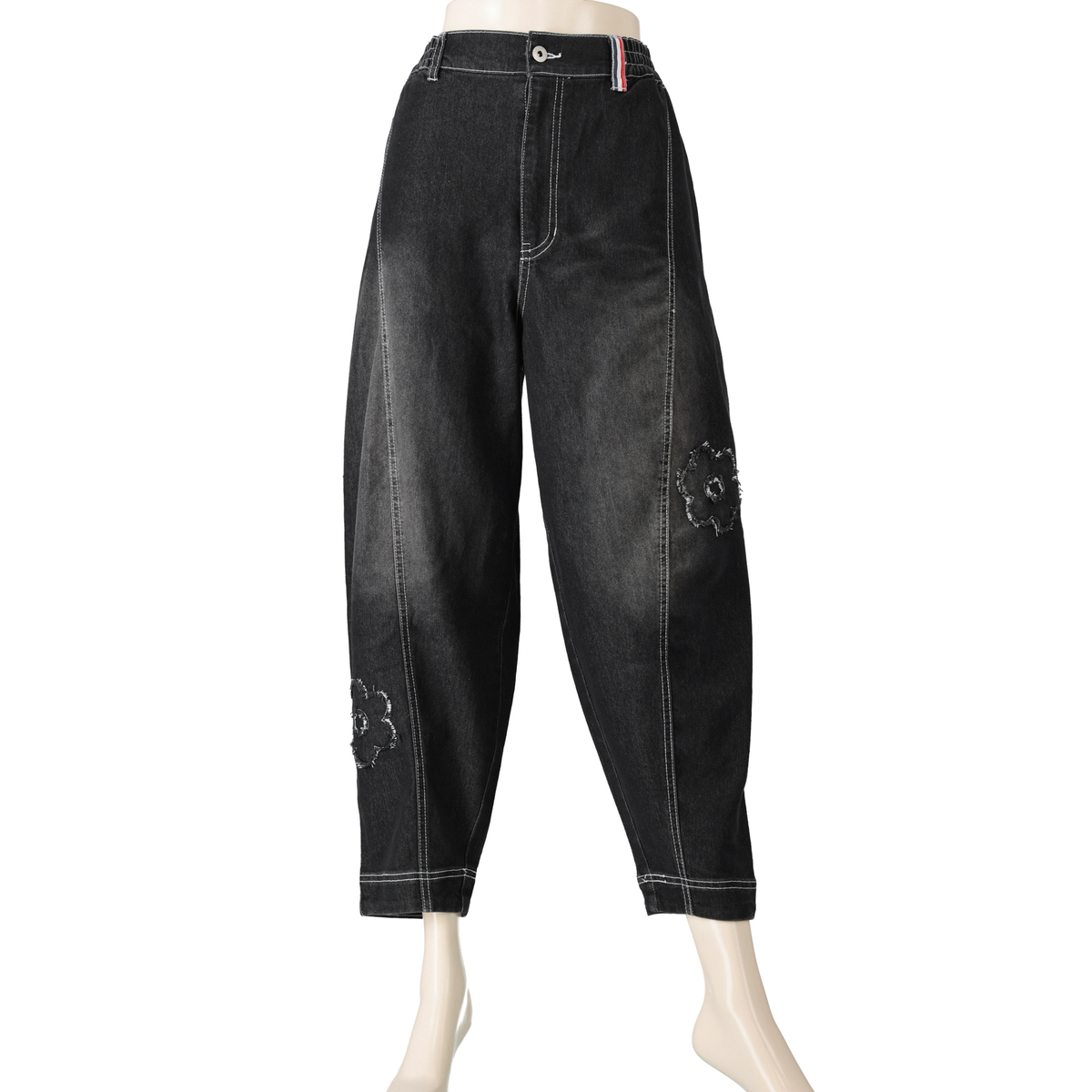 PERSONS 選べる股下フラワーパッチデニムキャットパンツ パーソンズ