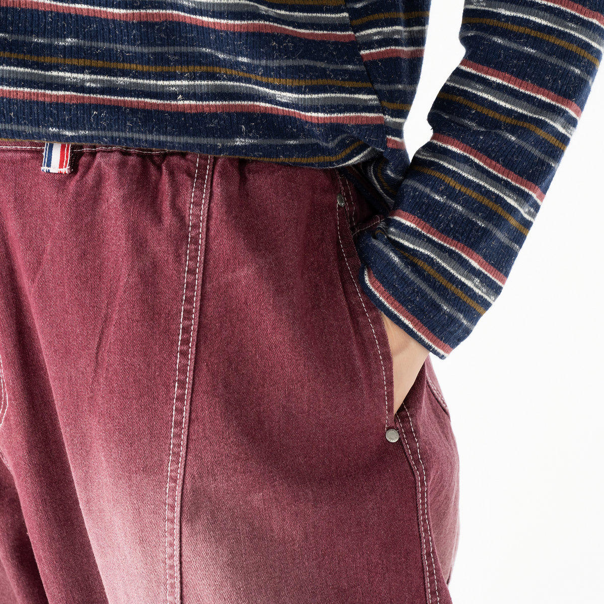 PERSONS 選べる股下フラワーパッチデニムキャットパンツ パーソンズ