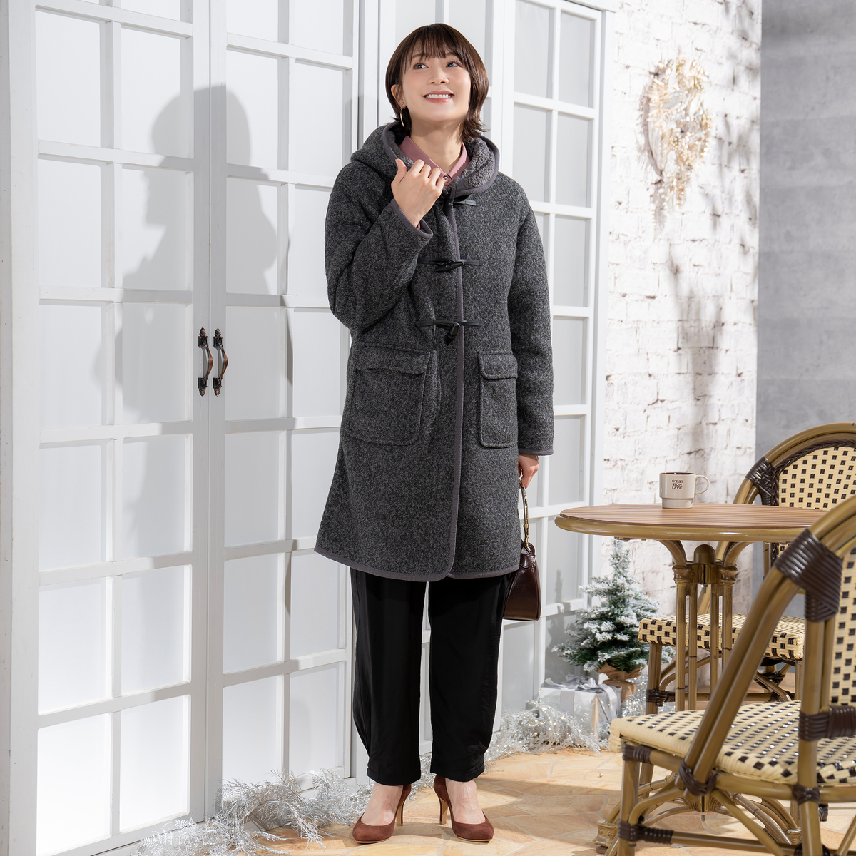 calma ボアボンディング ロングダッフルコート エスパスデカルマ