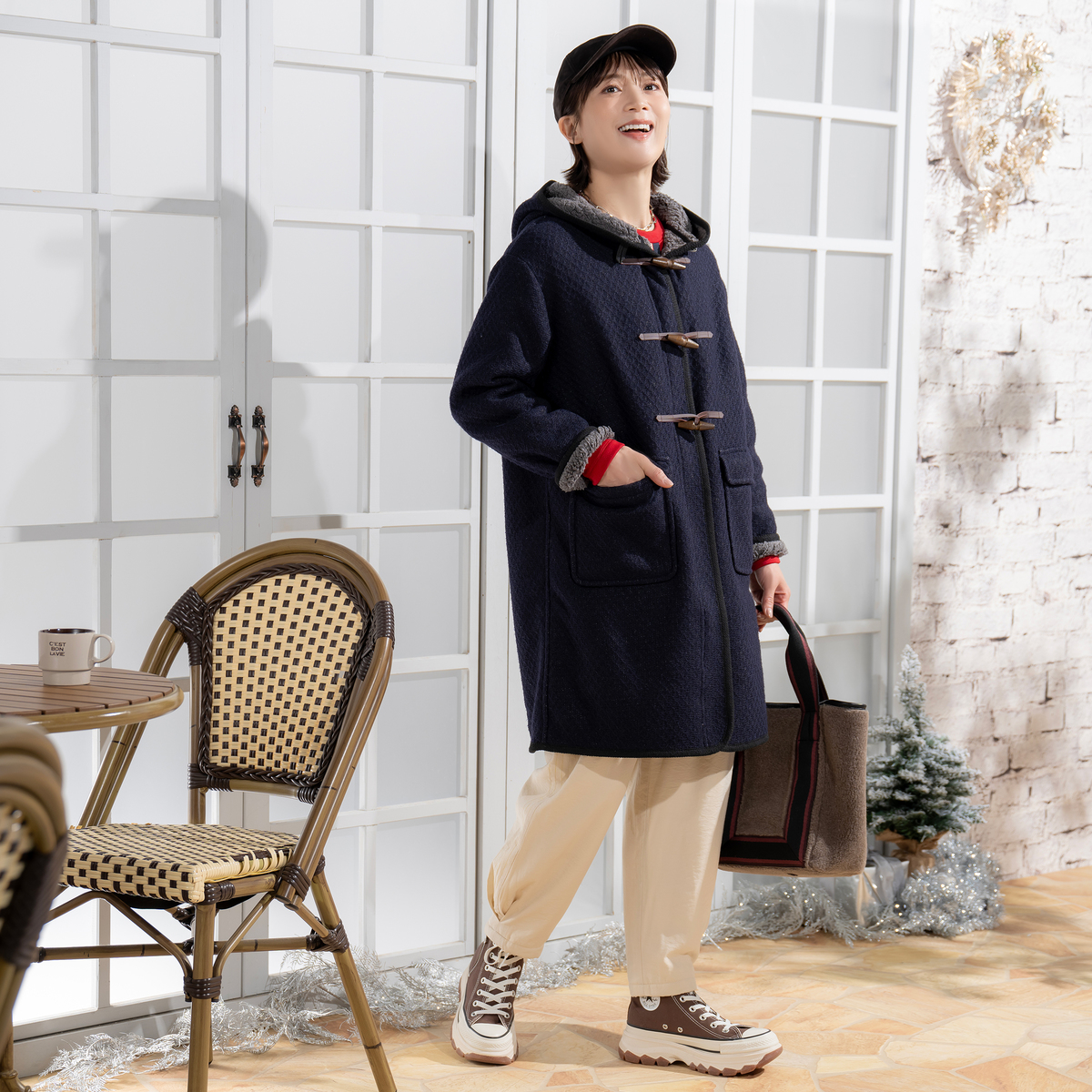 calma ボアボンディング ロングダッフルコート エスパスデカルマ