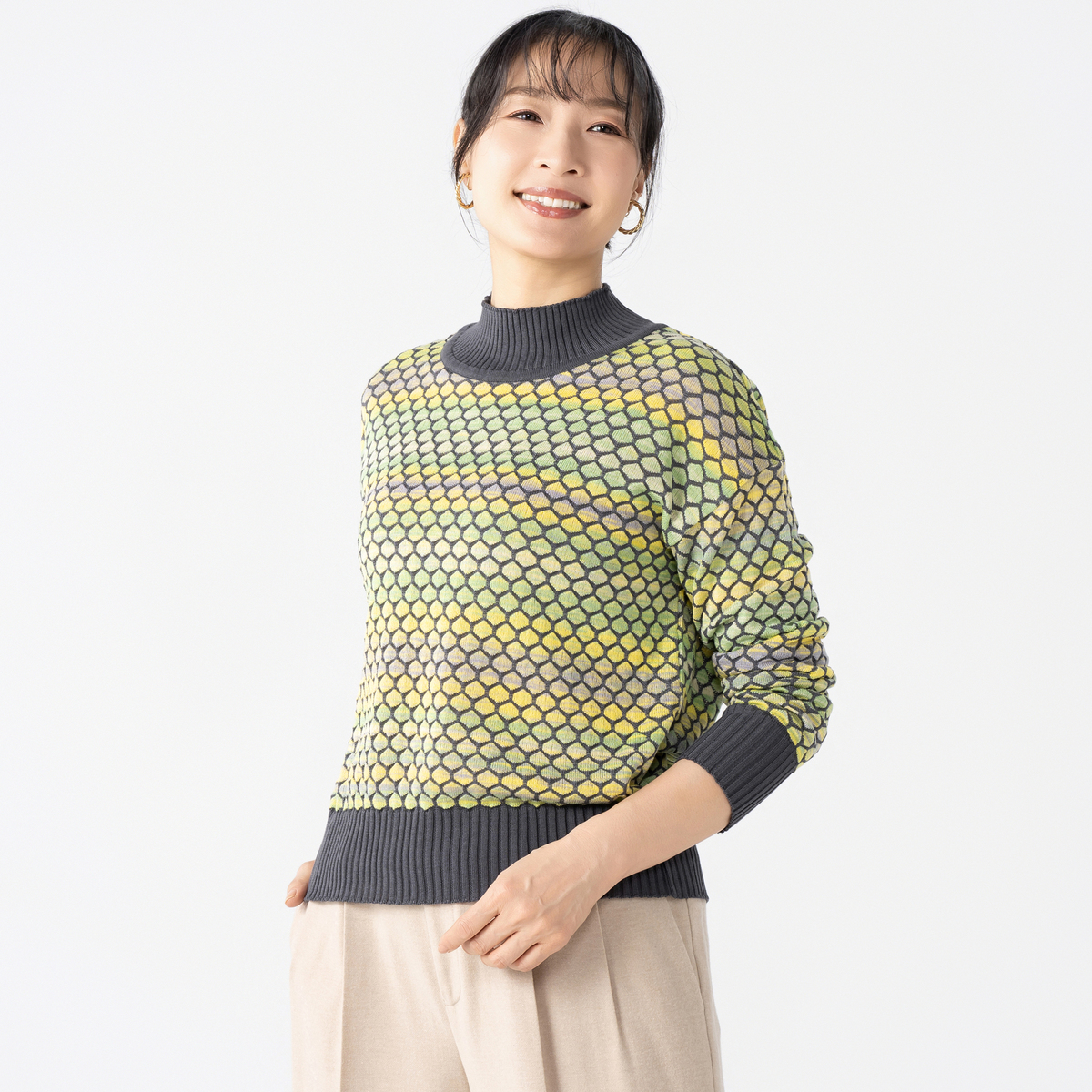 タカシマヤスタイルプリュ 五泉ニット絣使いプルオーバー タカシマヤ