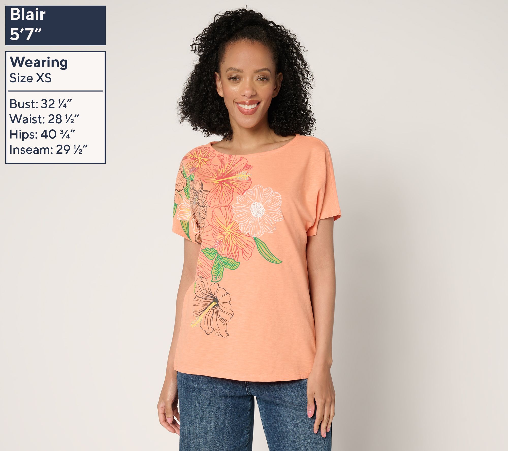 Denim & Co. 100% Cotton Jersey Dolman Sleeve Printed Top - QVC.com