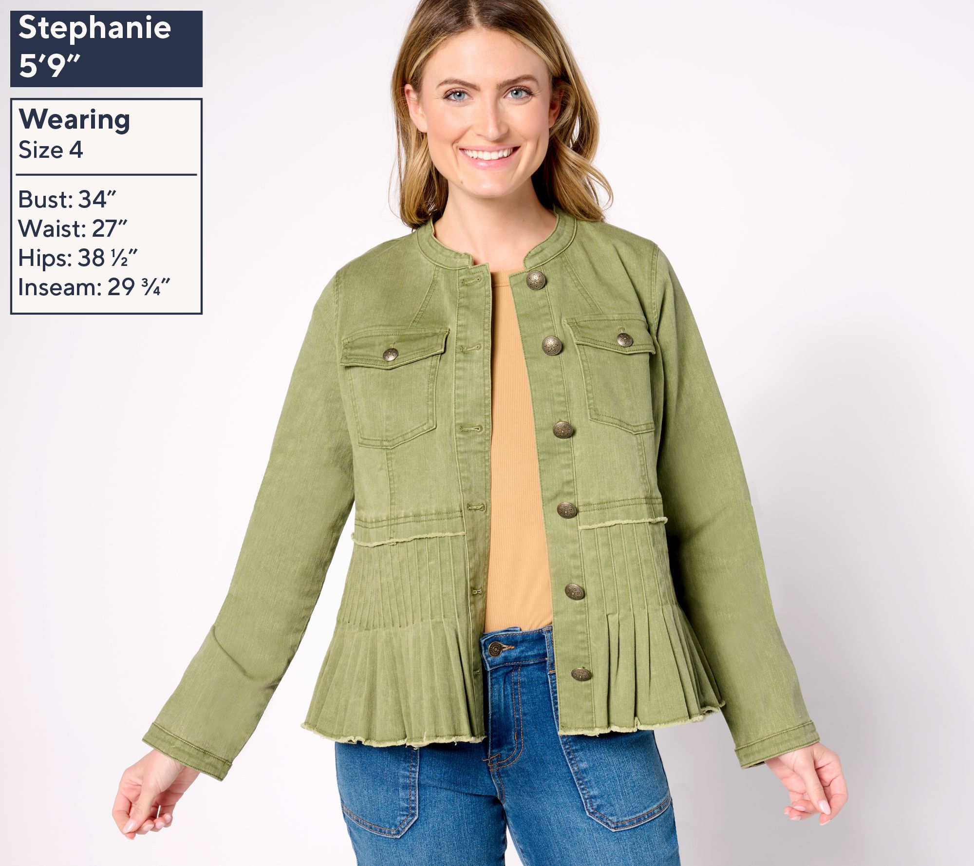 LOGO by Lori Goldstein Twill Jacket w/ Pleated Peplum - QVC.com