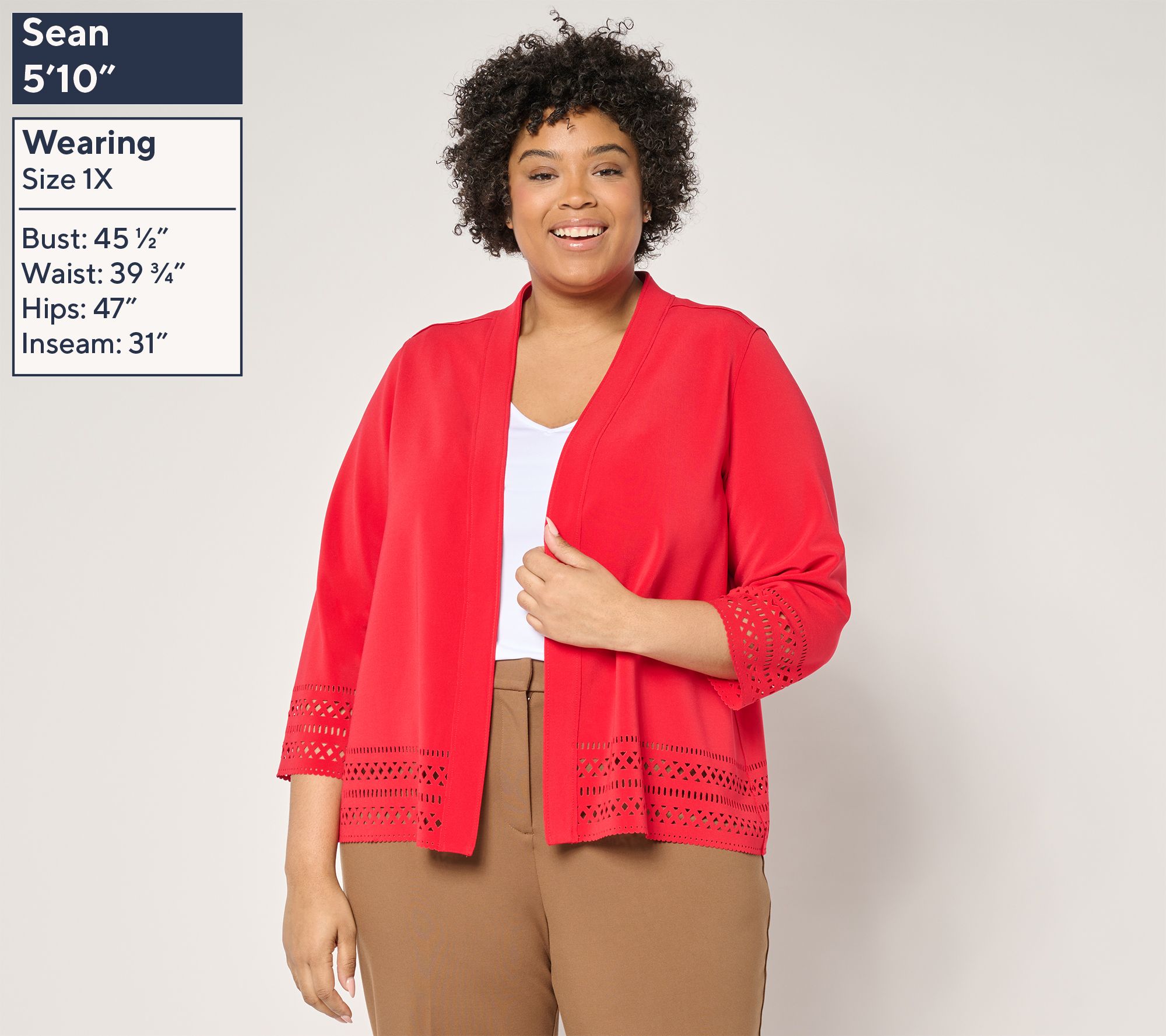 Susan Graver LK Fusion Open Front Cardigan with Laser-Cut Border