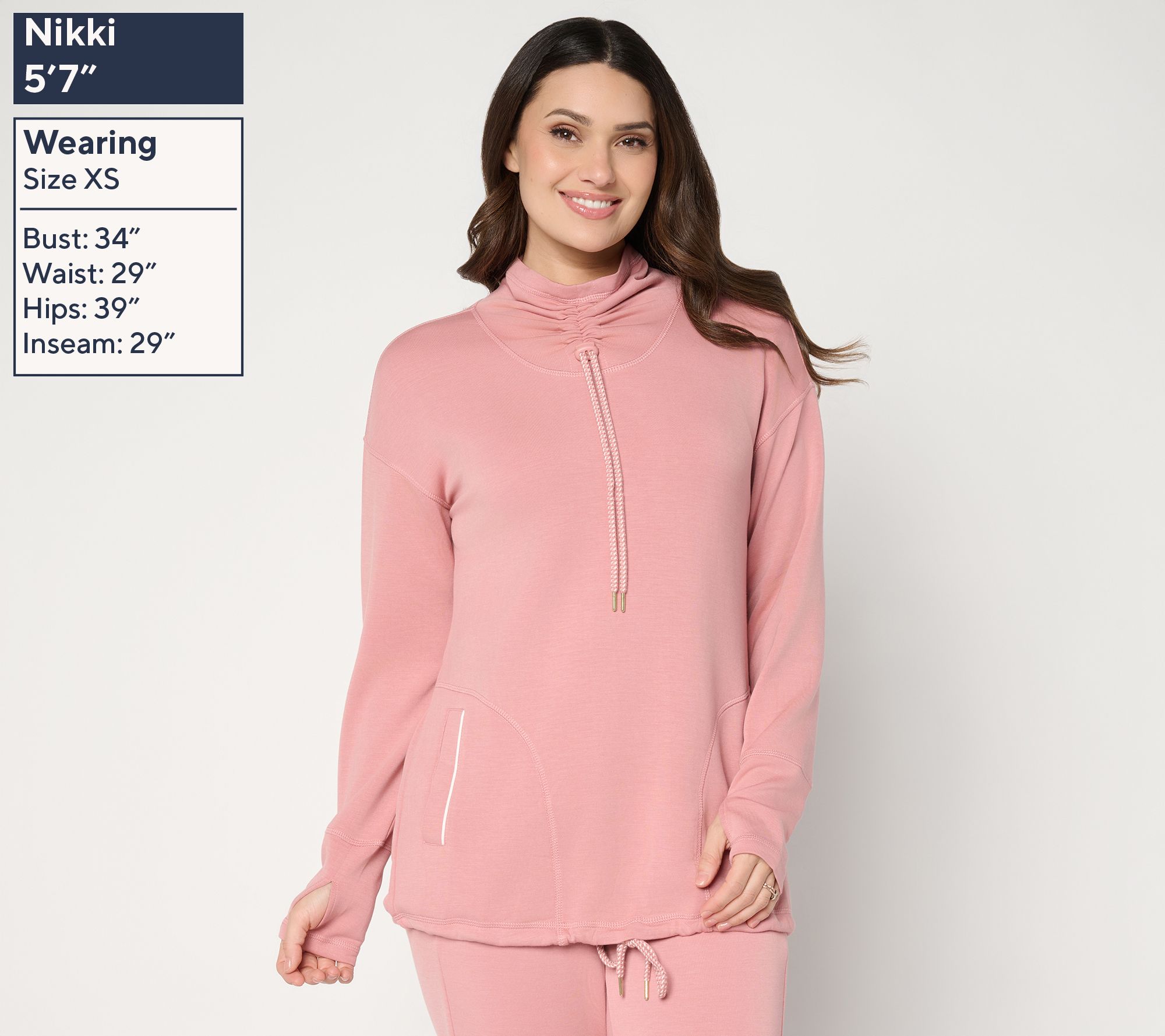 Belle by Kim Gravel ScubaLuxe Ruched Mock Neck w/ Pockets - QVC.com