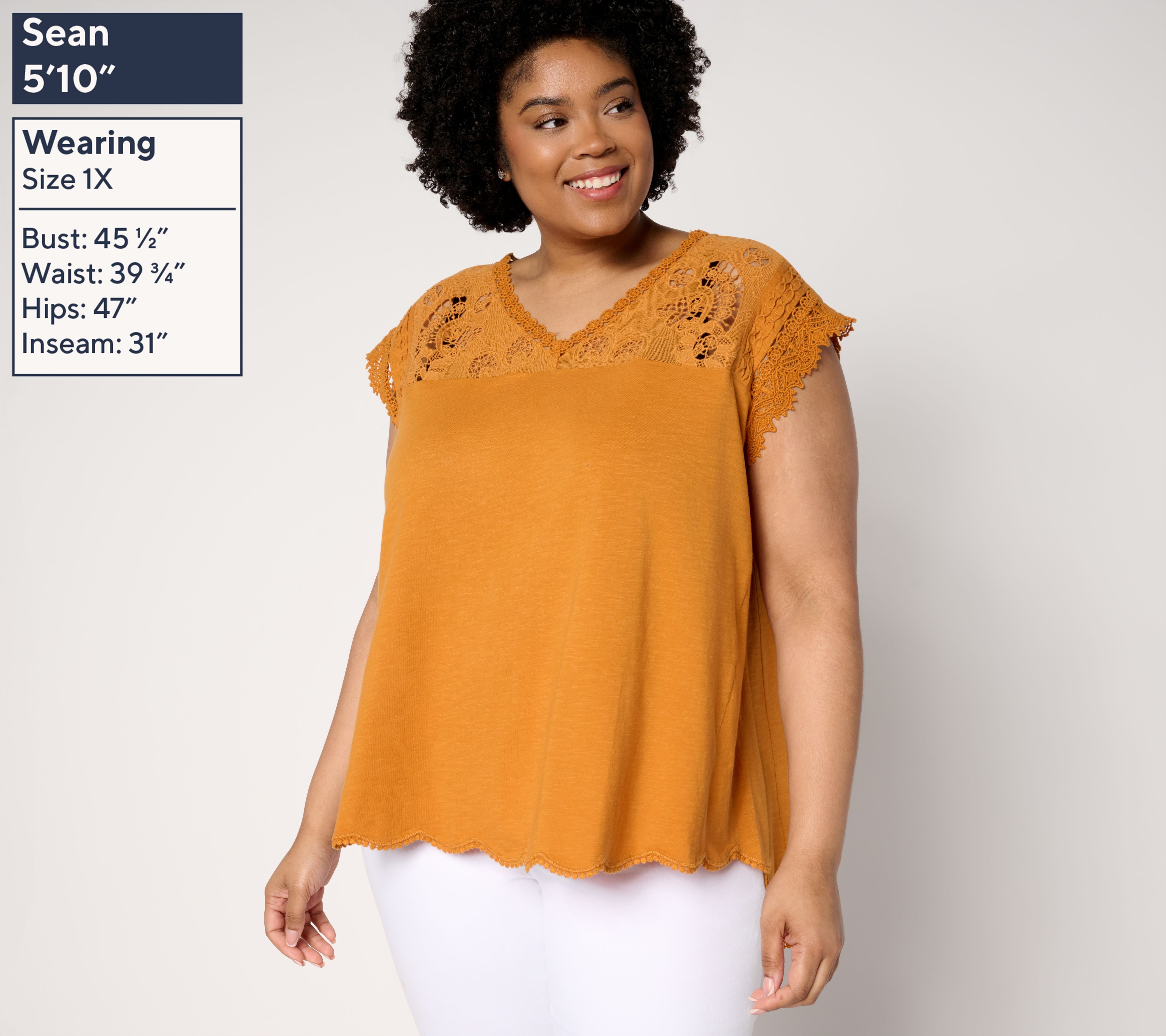 LOGO Lavish by Lori Goldstein 100% Cotton Scallop Hem Top - QVC.com