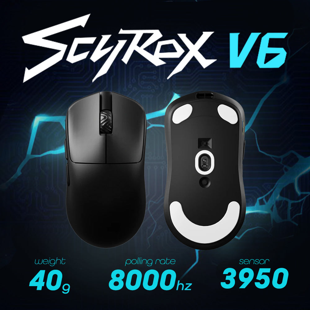 SCYROX V6 Black ゲーミングマウス 8000hz 重量40g 左右対称