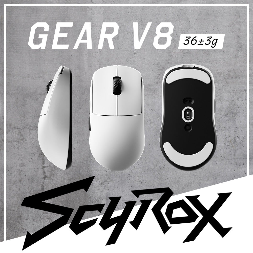 SCYROX V8 White ゲーミングマウス 8000hz 重量36±3g 左右対称